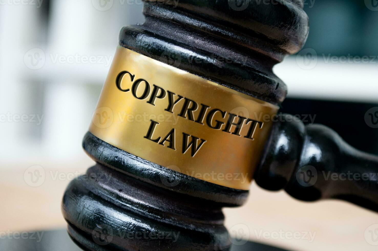Copyright law text engraved on gavel. Probate Law and Legal concept photo