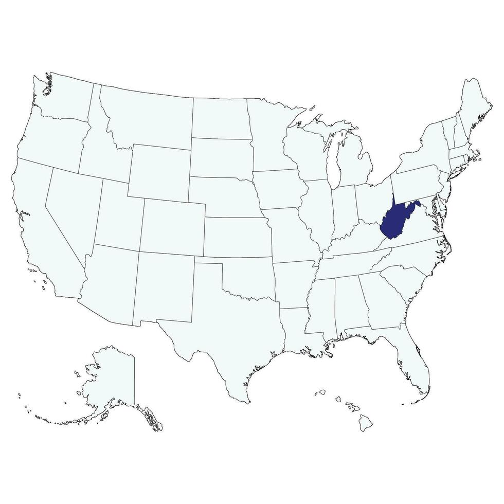 Map of West Virginia. USA flag. vector