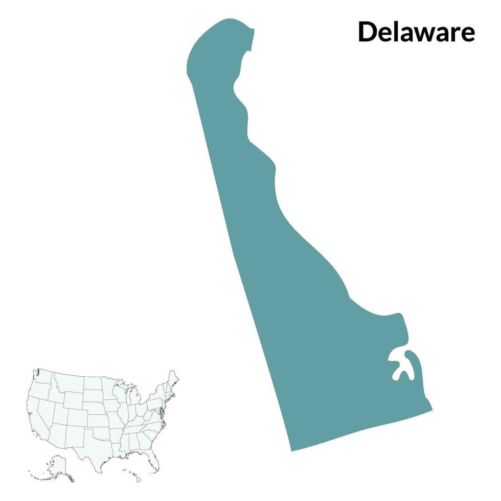 Delaware map. Map of Delaware map, USA map flag vector