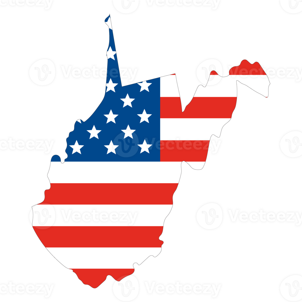 Map of West Virginia. USA flag. png