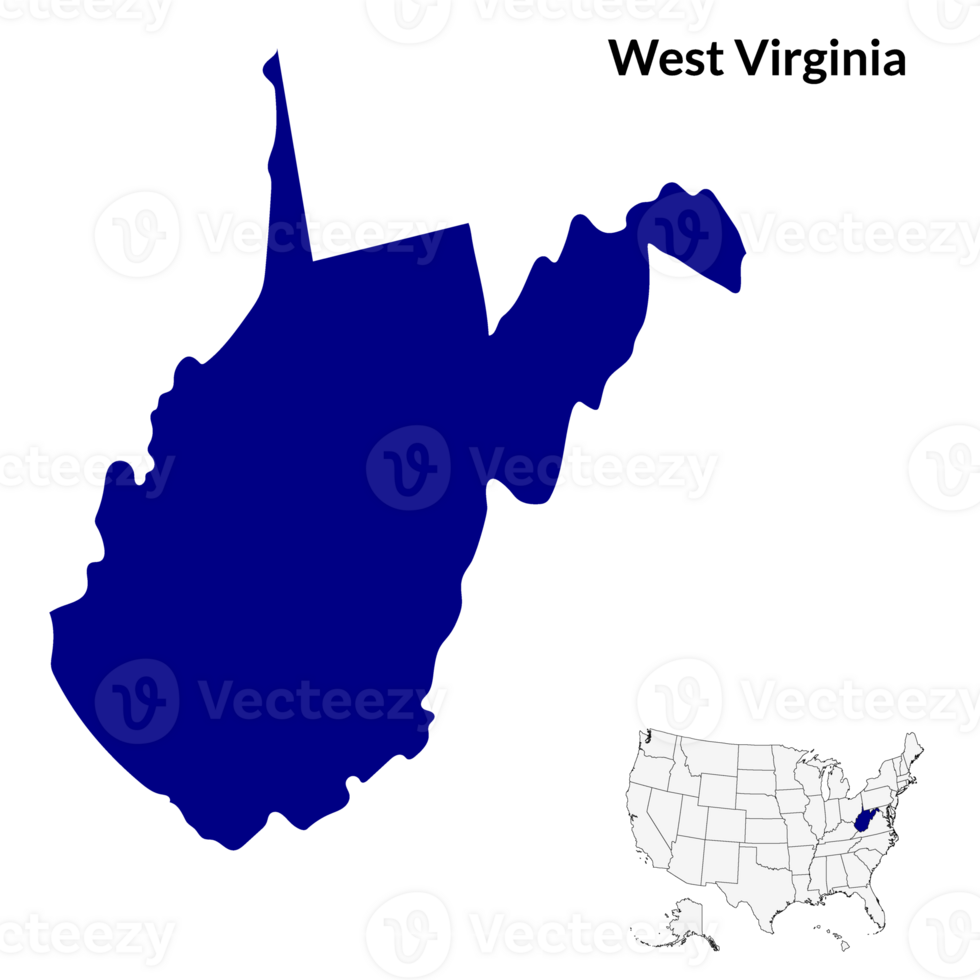 Map of West Virginia. USA flag. png
