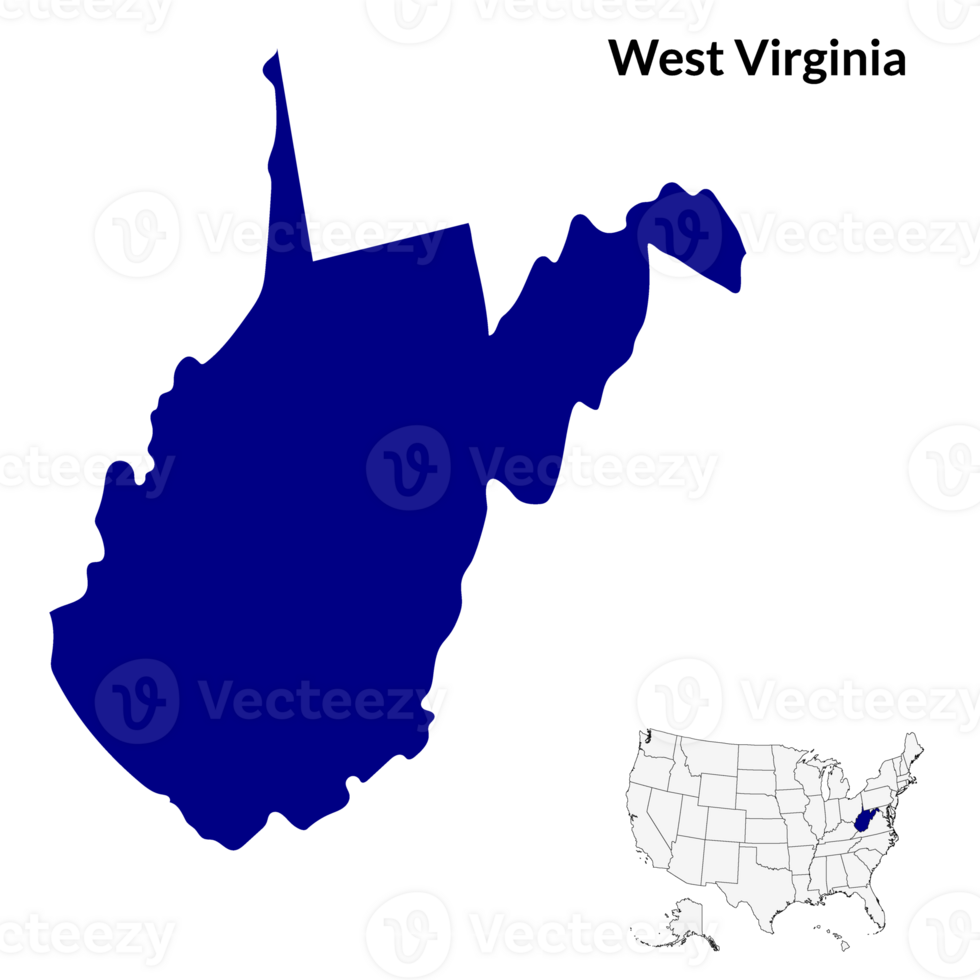 mapa do oeste Virgínia. EUA bandeira. png