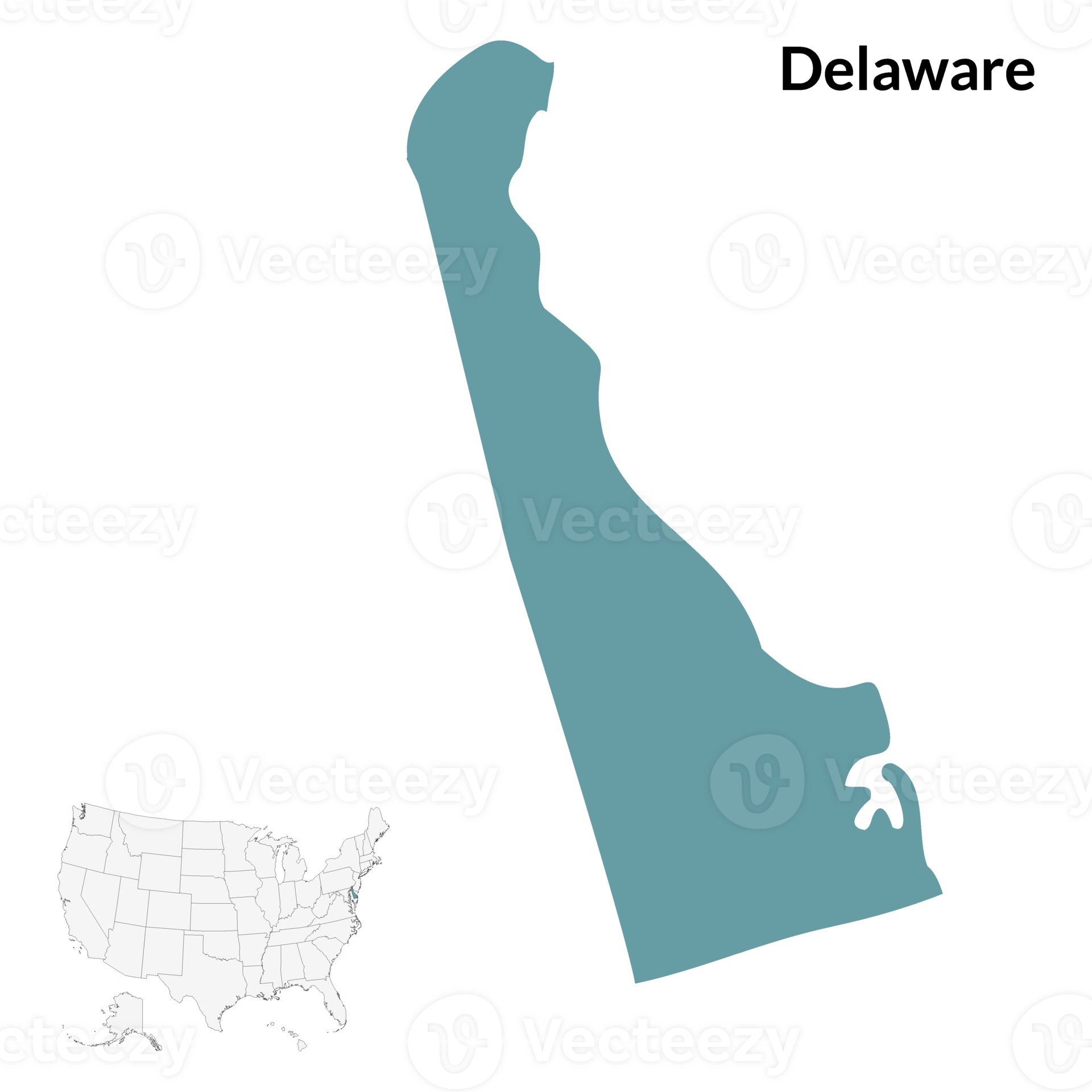 Delaware Map with USA Map Flag