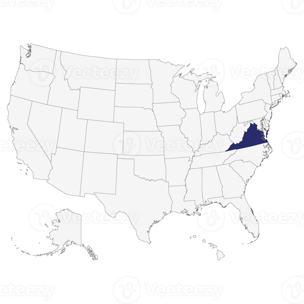 State of Virginia, VA. USA map png