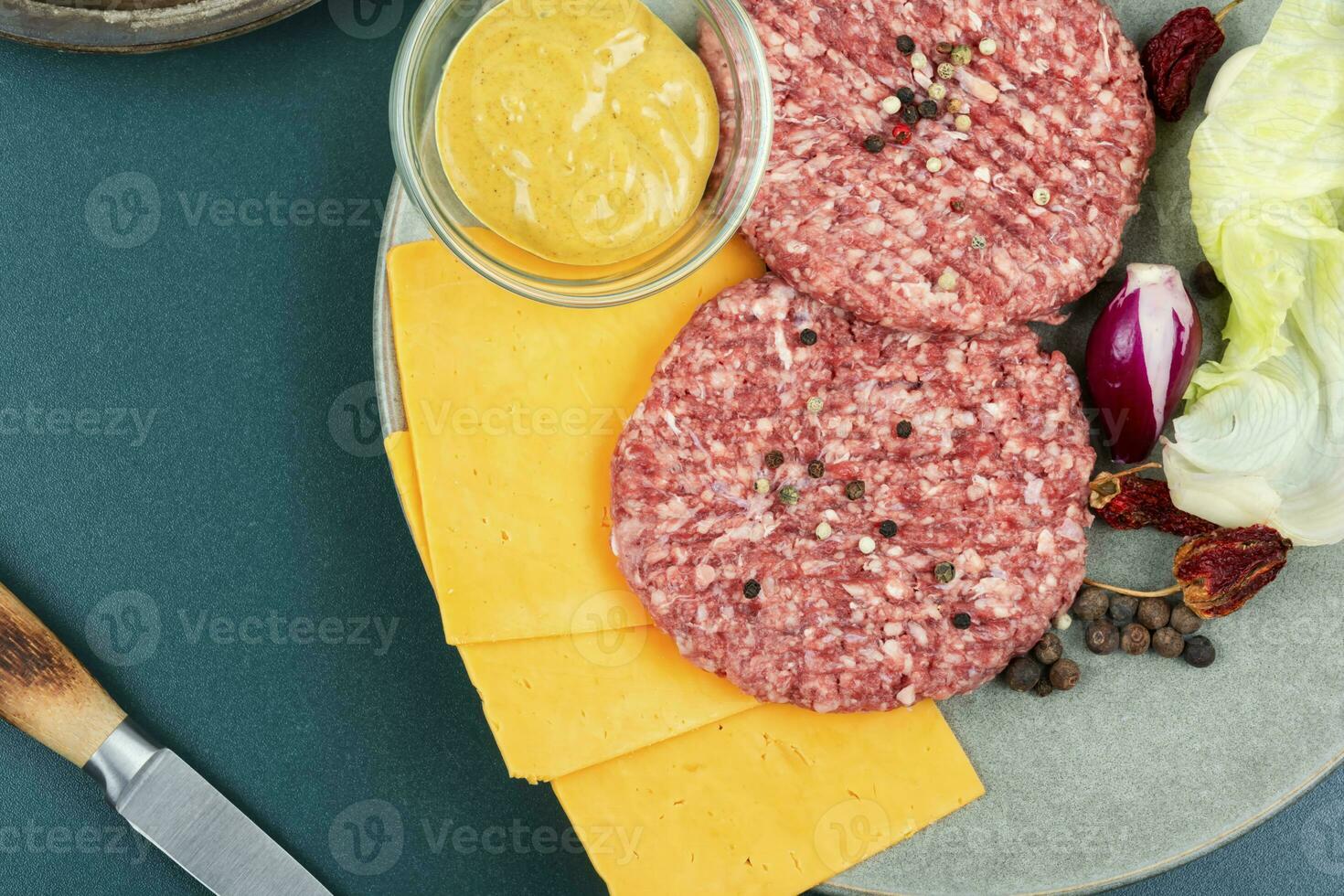 Raw burger cutlets photo