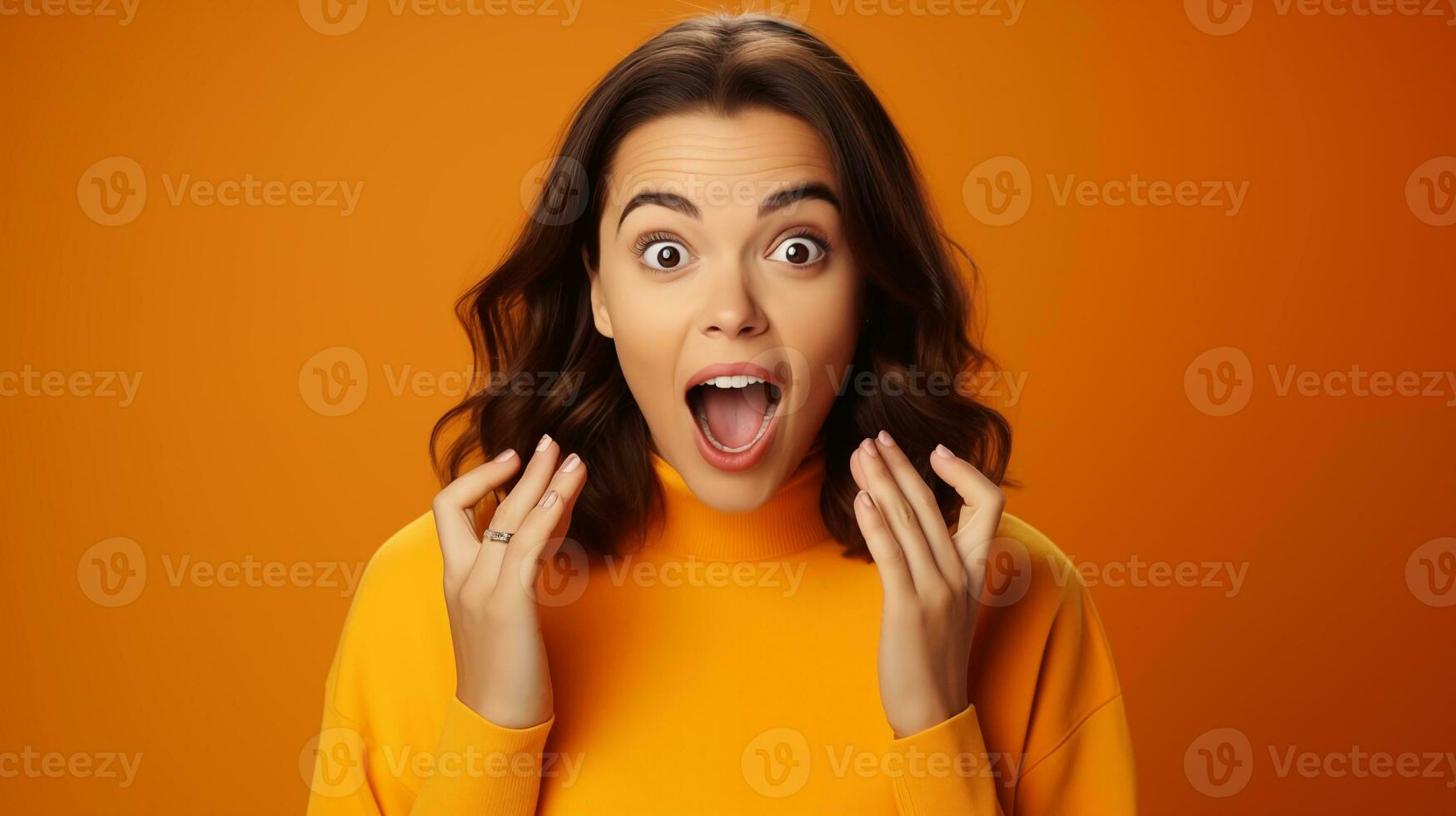 AI generated a woman with her mouth open and surprised expression photo