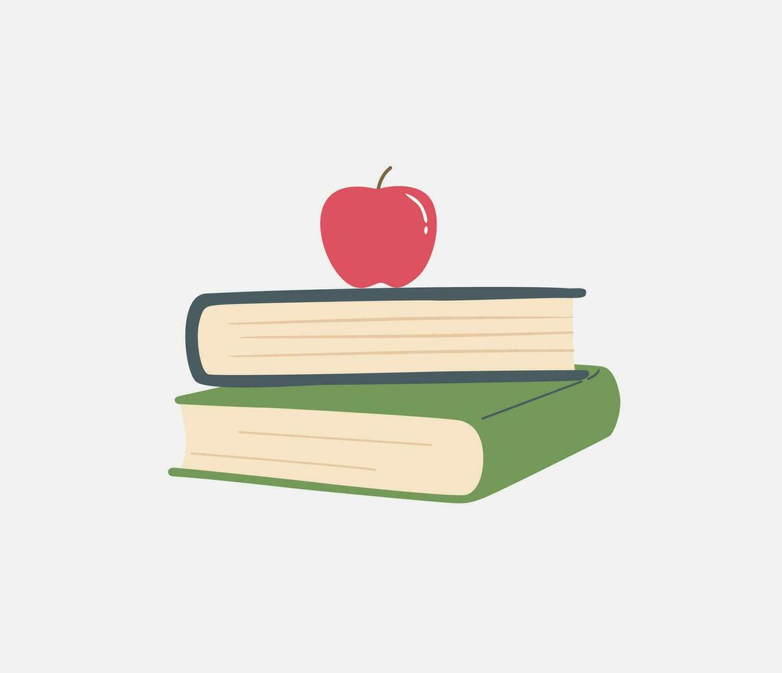 apple and books vector illustration represent knowledge about gravity and study
