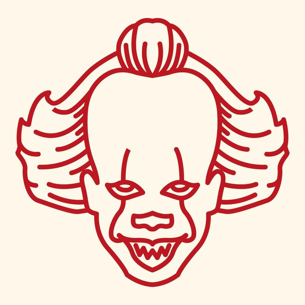 Vector Line art illustration horror clown. Simple outline clown. halloween scary clown icon lineart for the illustration design, website and graphic design.