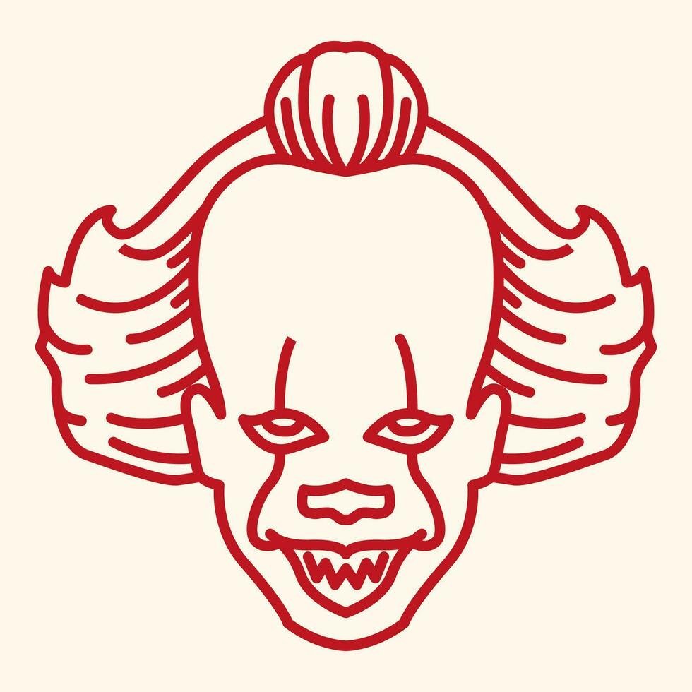 vector línea Arte ilustración horror payaso. sencillo contorno payaso. Víspera de Todos los Santos de miedo payaso icono arte lineal para el ilustración diseño, sitio web y gráfico diseño.