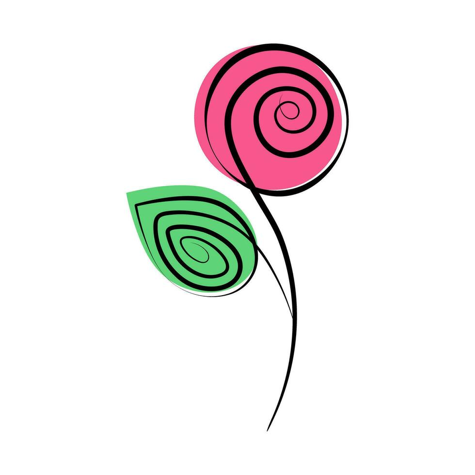 Stylized image of a rose bud. Spring ornamental design element with spots in trendy marker shades vector