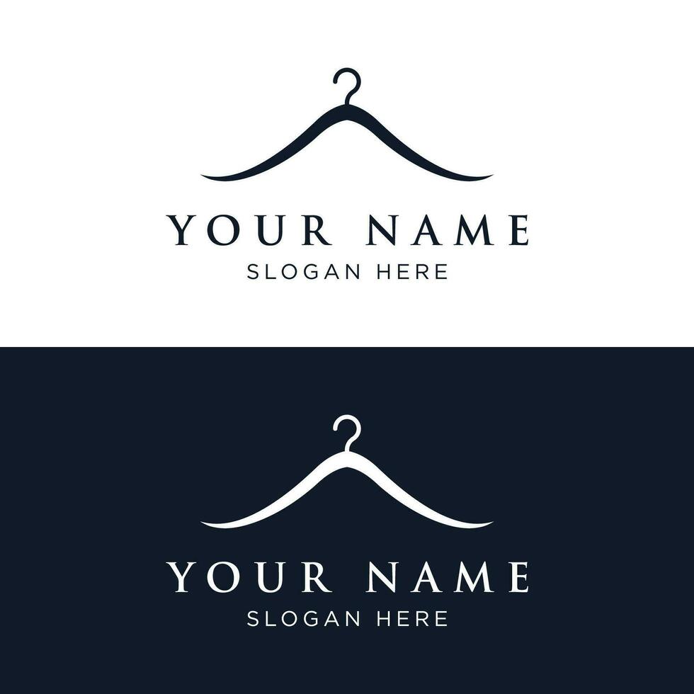 Simple coat hanger logo template design with creative idea.Logo for business, boutique, fashion, beauty. vector