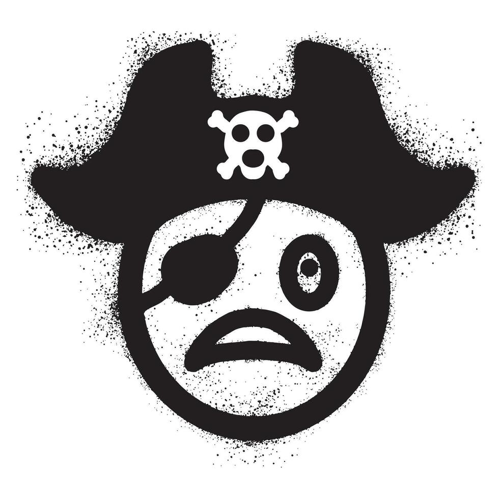 enojado emoticon pintada vistiendo un pirata sombrero con rociar pintar vector