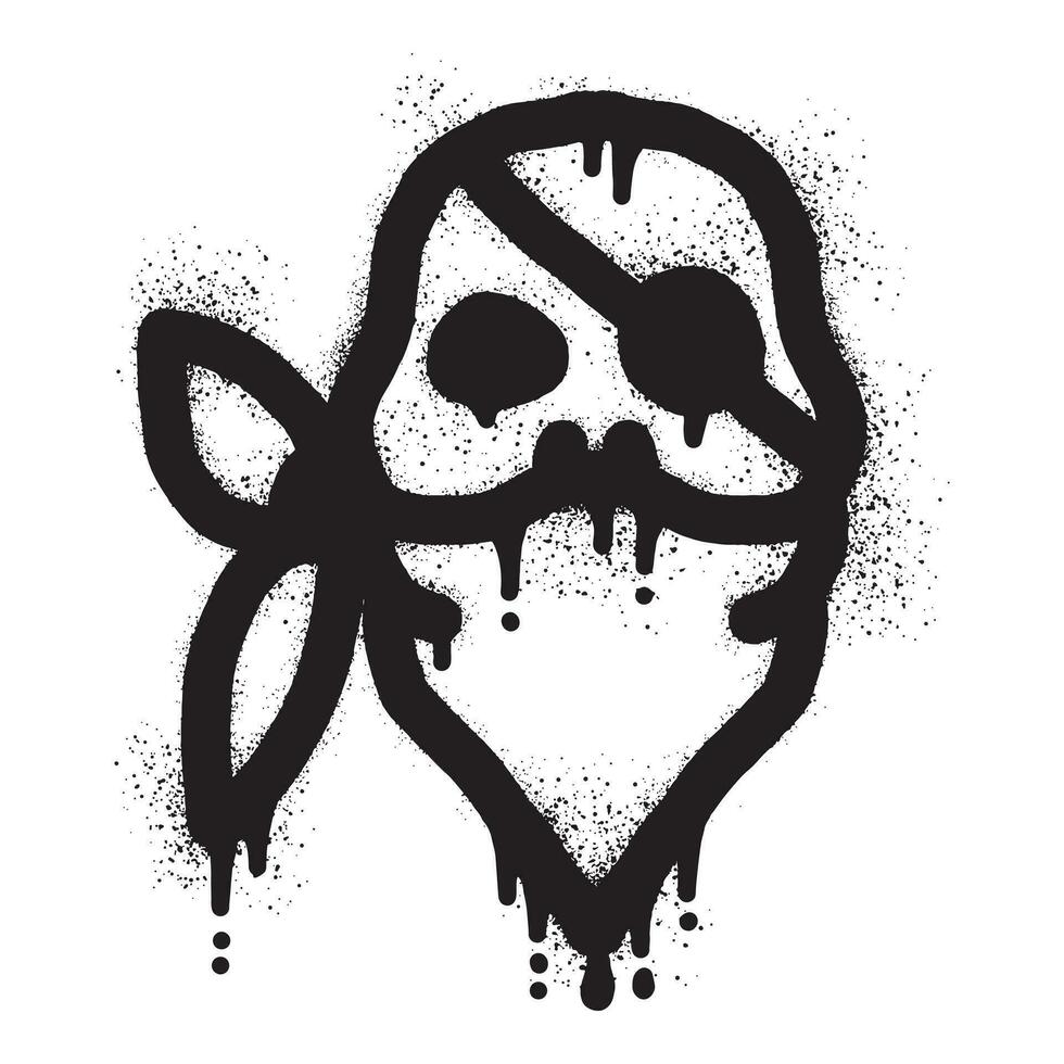 Pirate skull graffiti wearing a bandanna with sprayed paint vector
