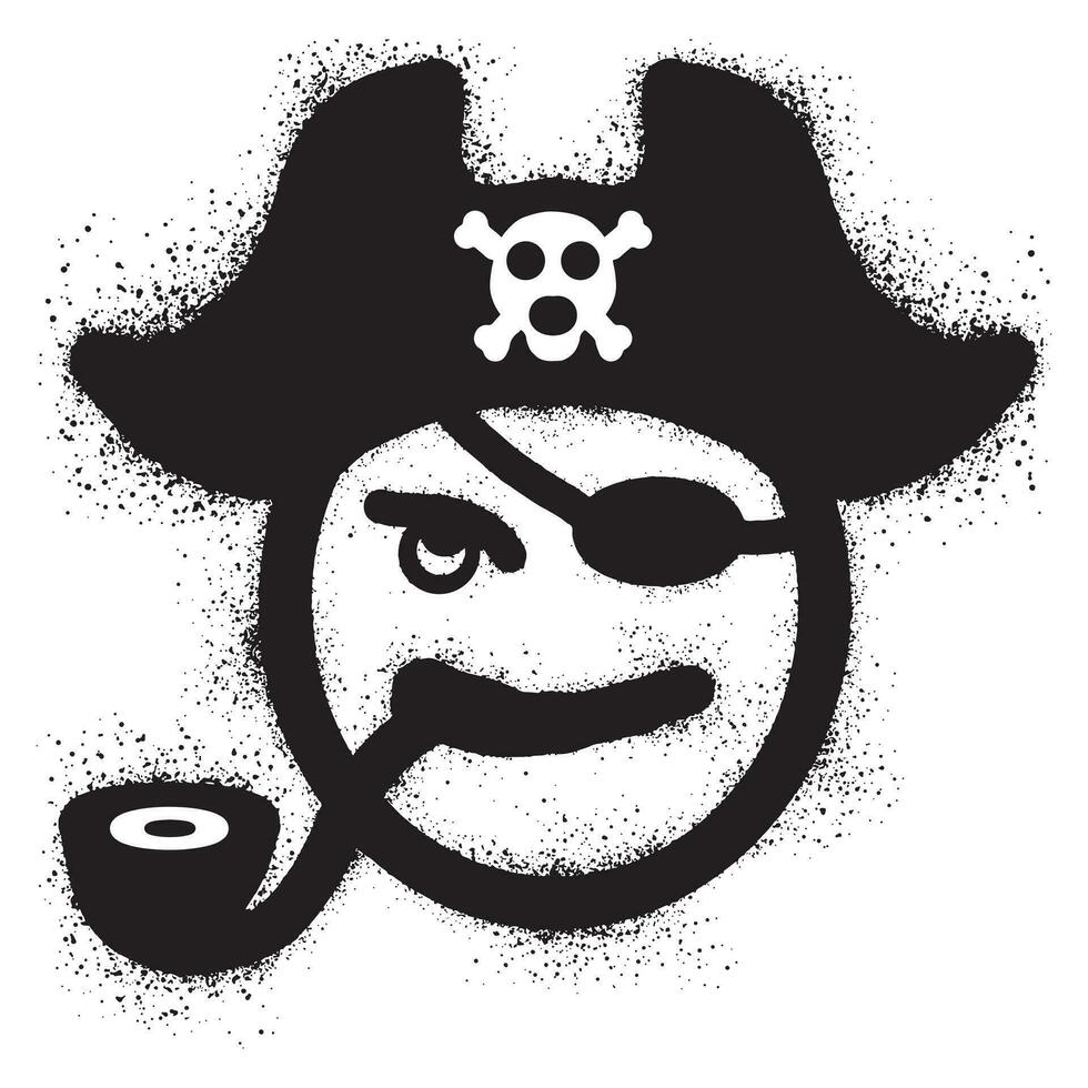 Pirate emoticon graffiti with black spray paint vector