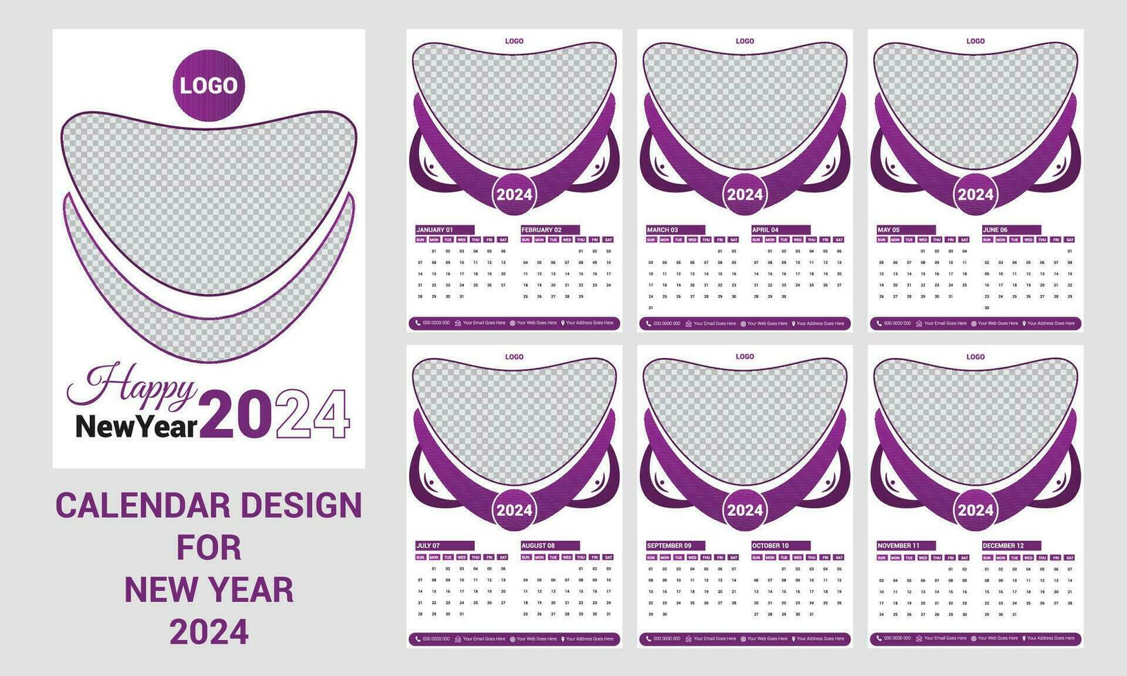 calendario diseño 2024 vector