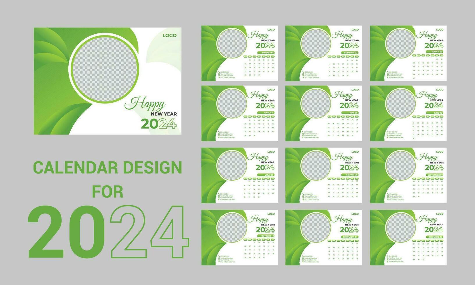 Calendar design 2024 vector