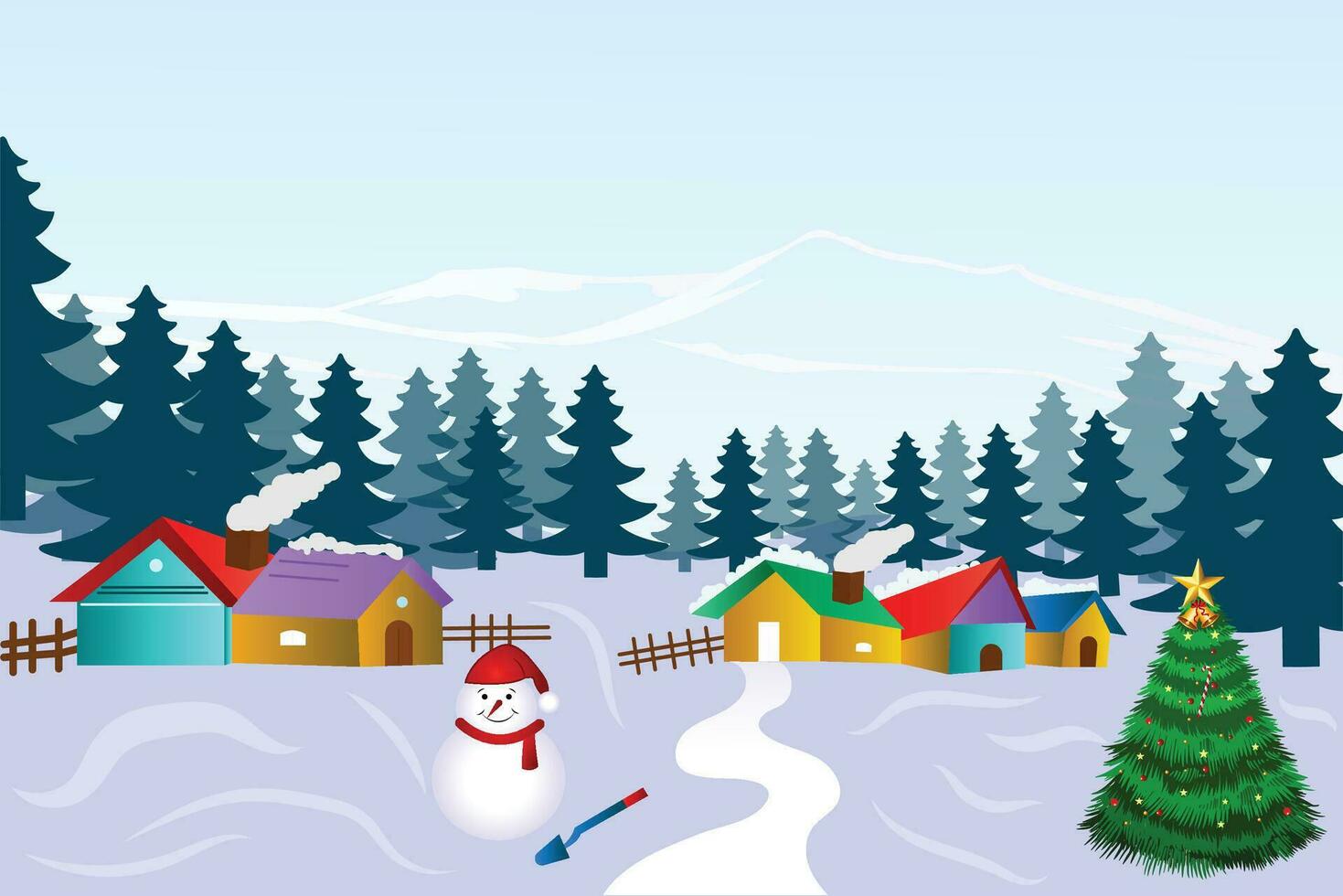 Winter landscape with cottage background vector