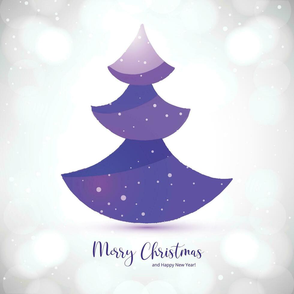 Decorated merry christmas tree holiday card background vector