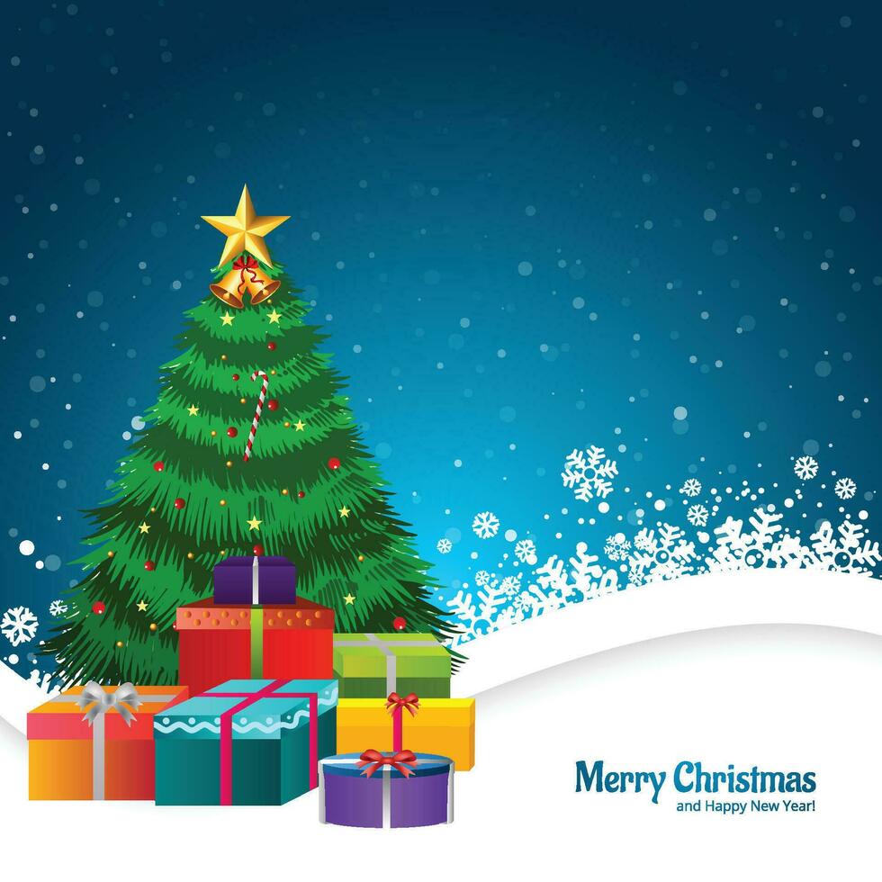 Beautiful winter christmas tree card background vector
