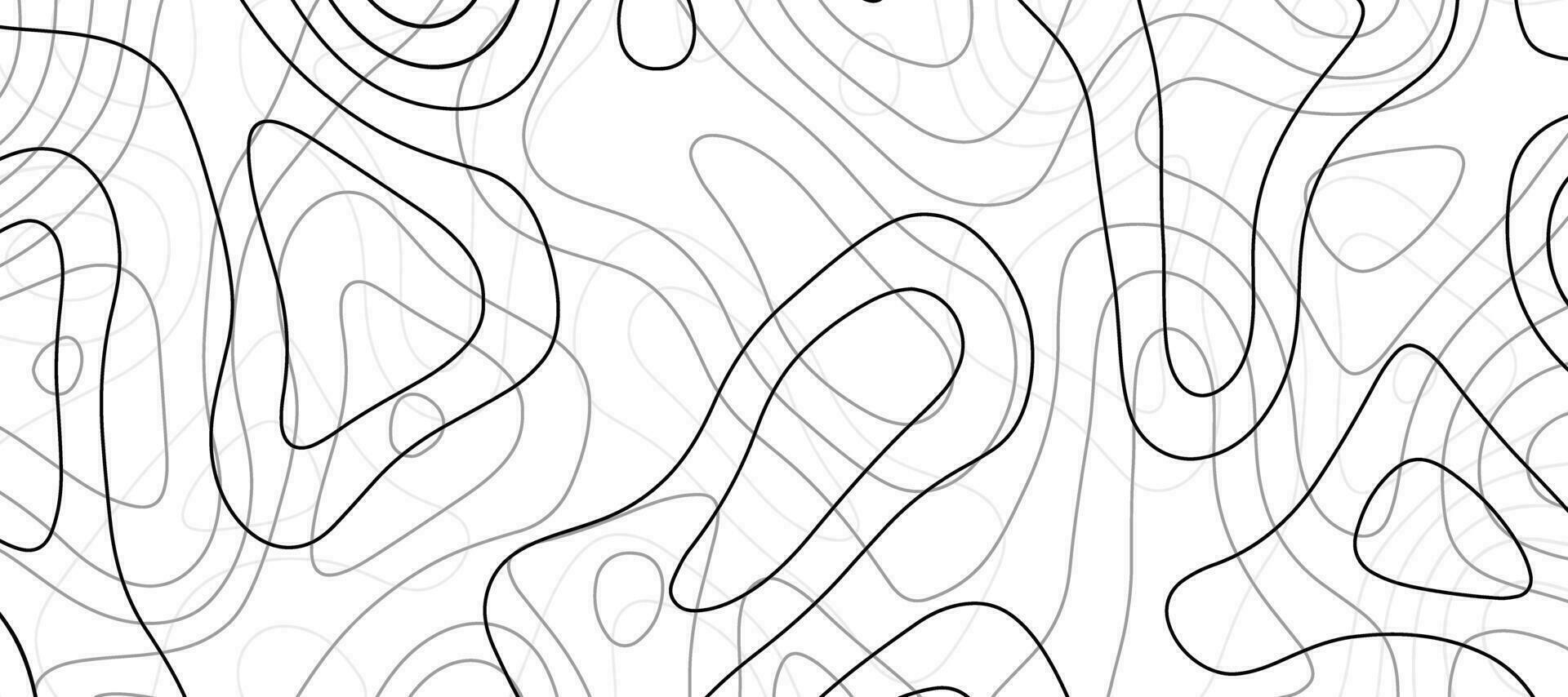 Abstract Black Line Contour Pattern white background Wallpaper vector