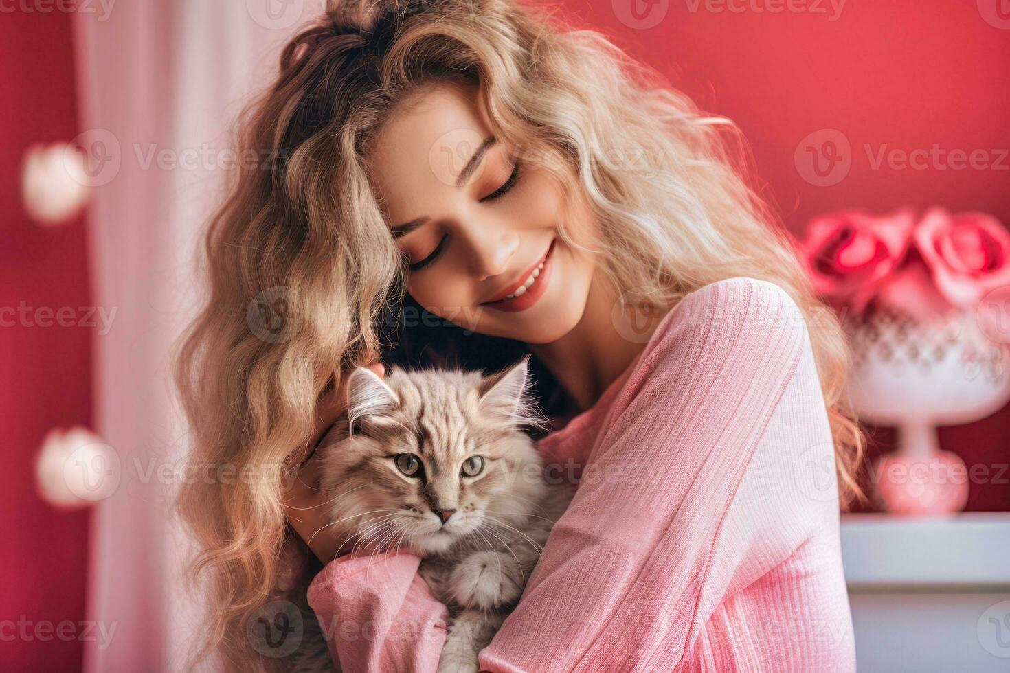 AI Generated. Warm Valentine's Moment with Furry Friend photo