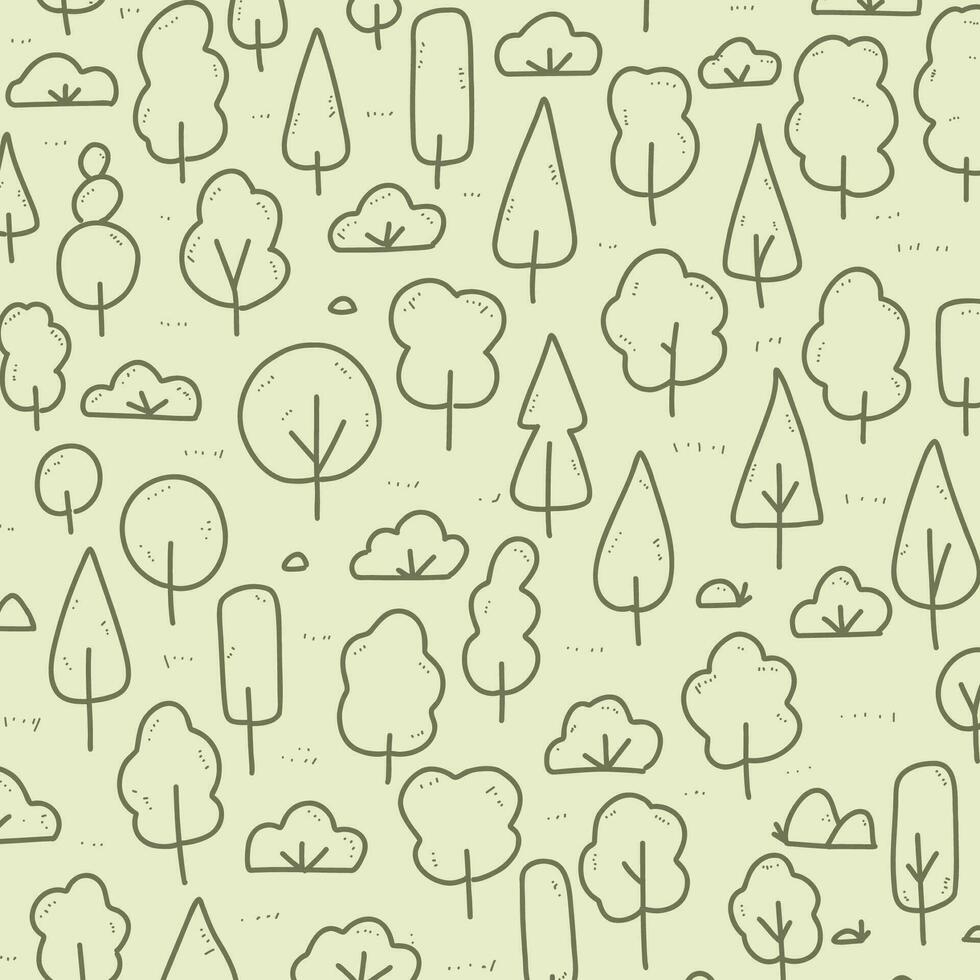 hand drawn doodle forest tree background vector