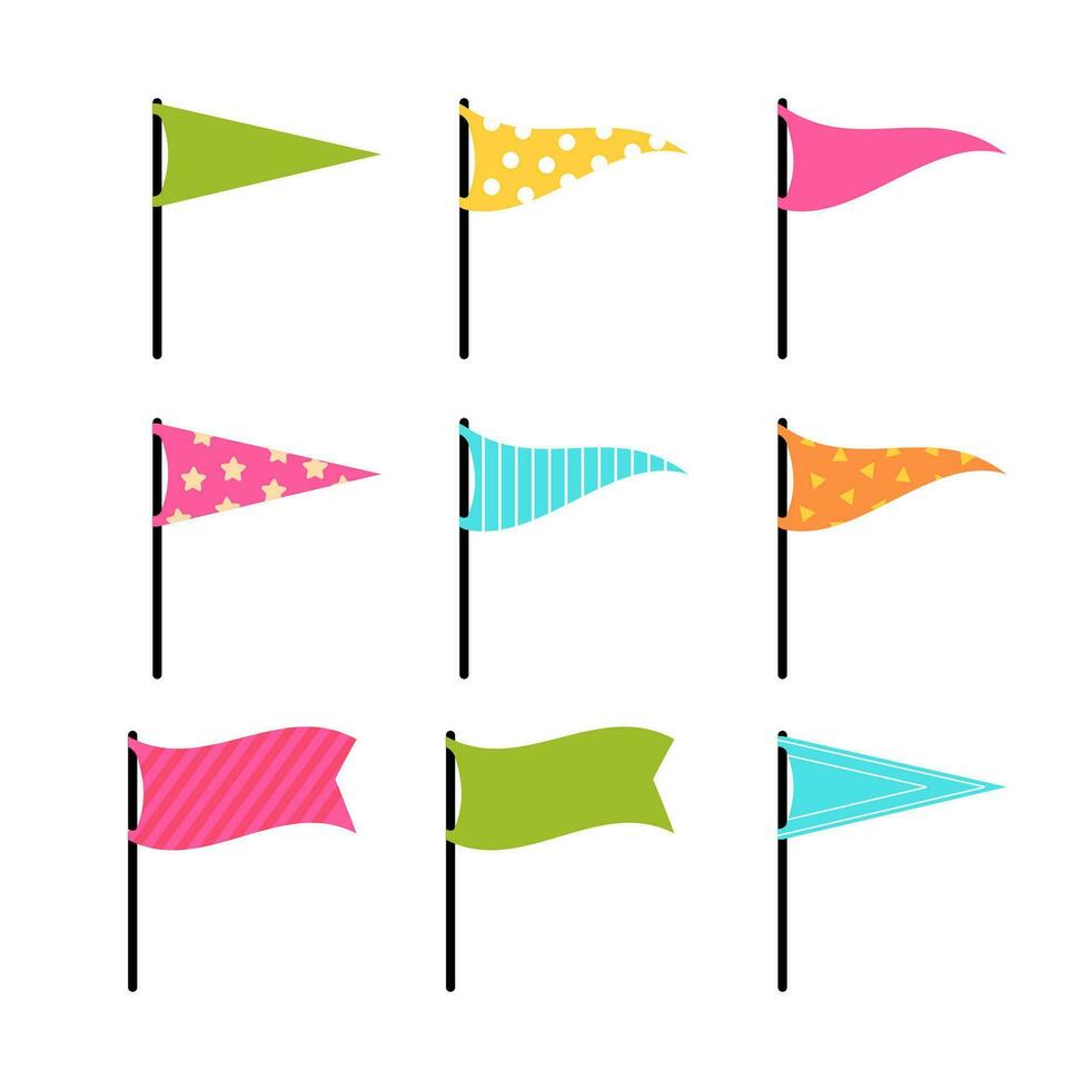 decorative pennant flagpole. cute collection vector of pennant flag for festival and fair decoration