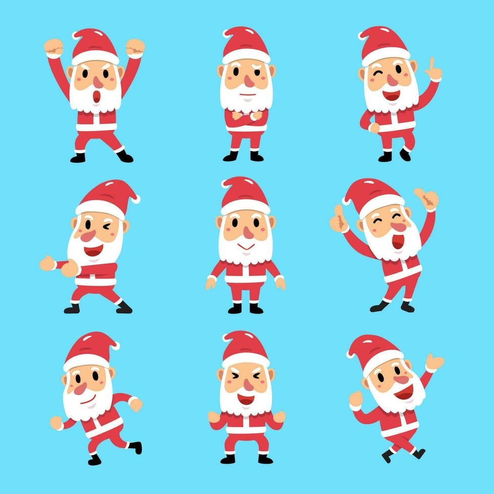 conjunto de vector dibujos animados personaje Papa Noel claus