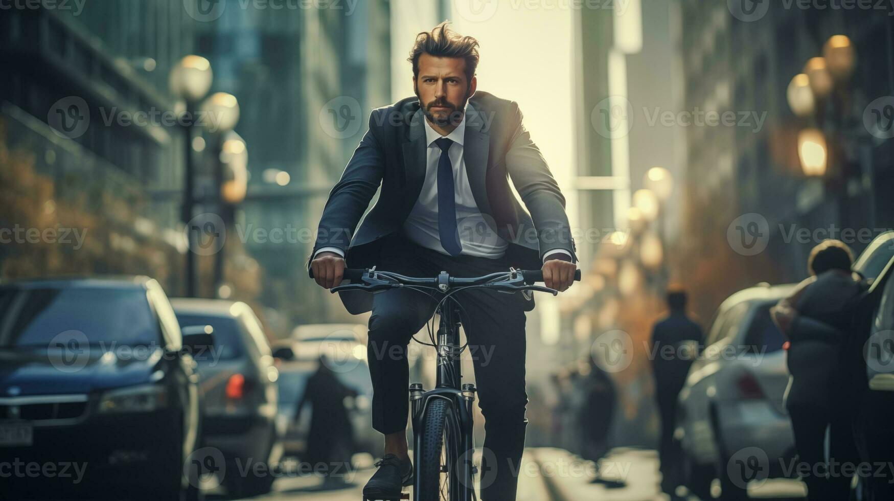 Young hipster businessman going to work on bike. Eco friendly transport  concept 7189761 Stock Photo at Vecteezy
