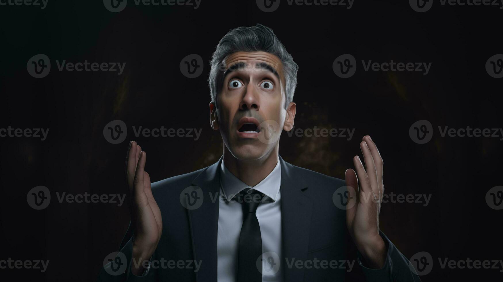AI generated a man in a suit and tie is looking up photo