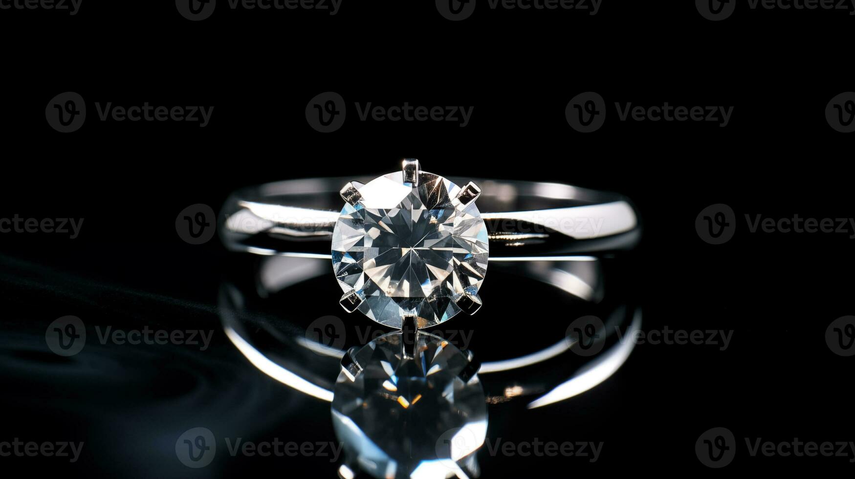 AI generated a diamond ring on a black background photo