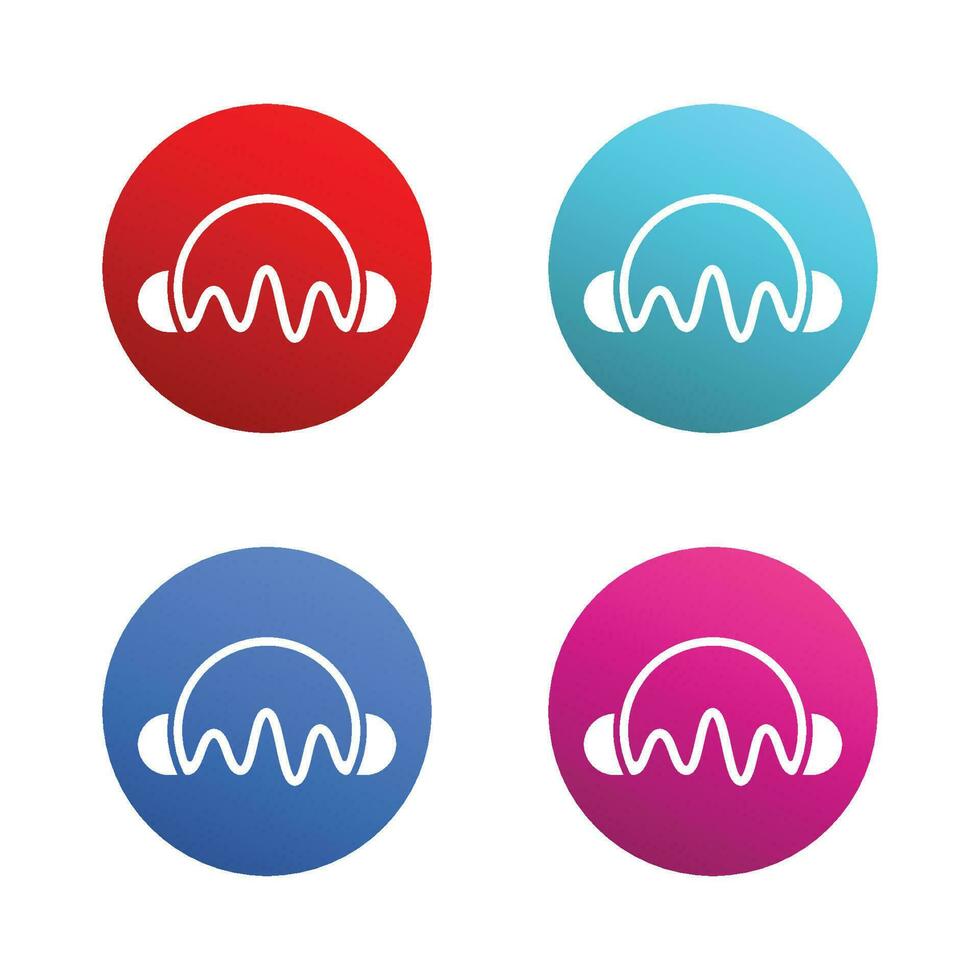 auriculares música audio ola logo modelo diseño vector icono ilustración