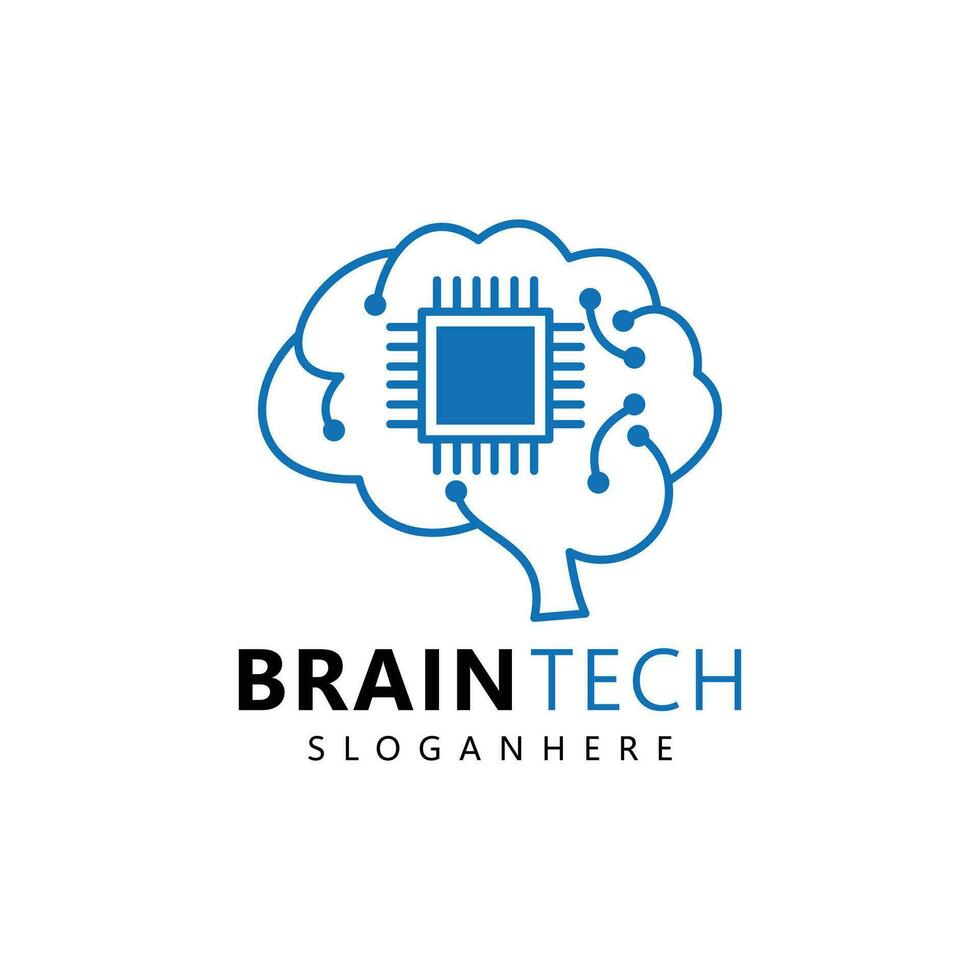 Electronic brain logo. Digital brain technology icon design vector