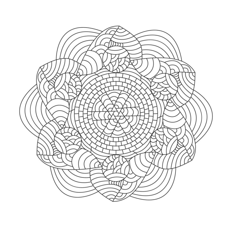 Celestial Convergence mandala coloring book page for kdp book interior vector