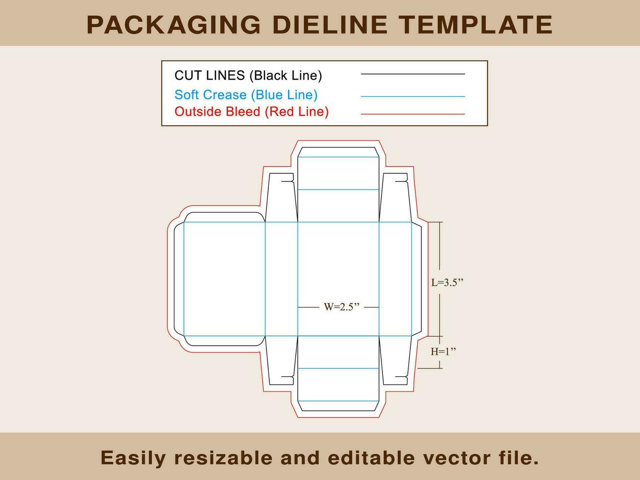 Shipping Box, Ectangle Box, Rectangular Box, Dieline Template, vector