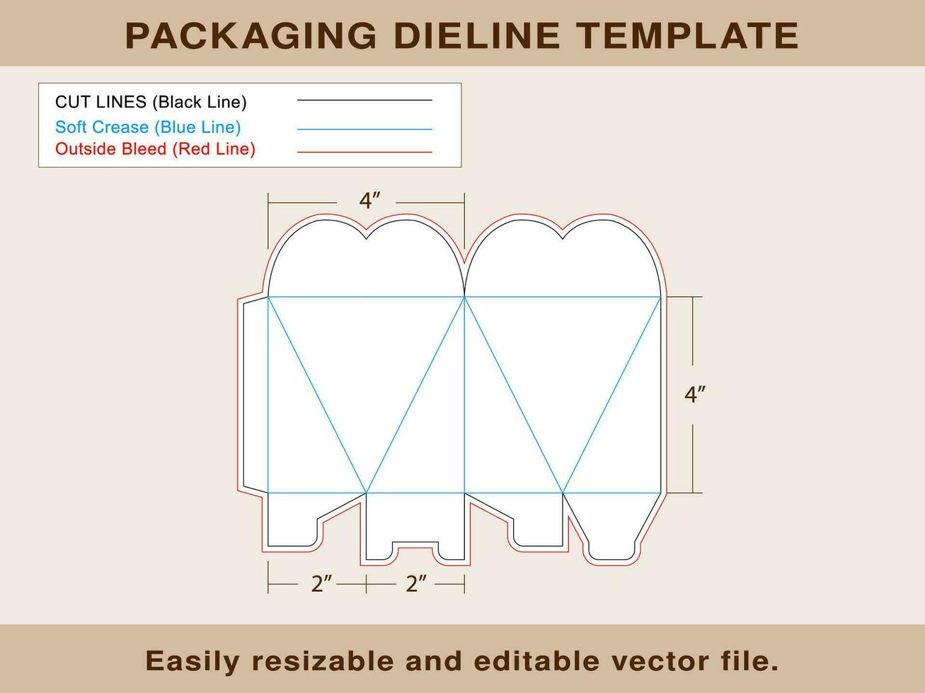 Heart Shape Box, Gift Box, Storage Box Dieline Template vector