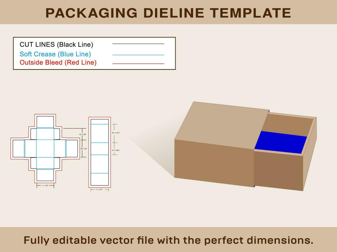 partido caja artesanías, dieline modelo vector