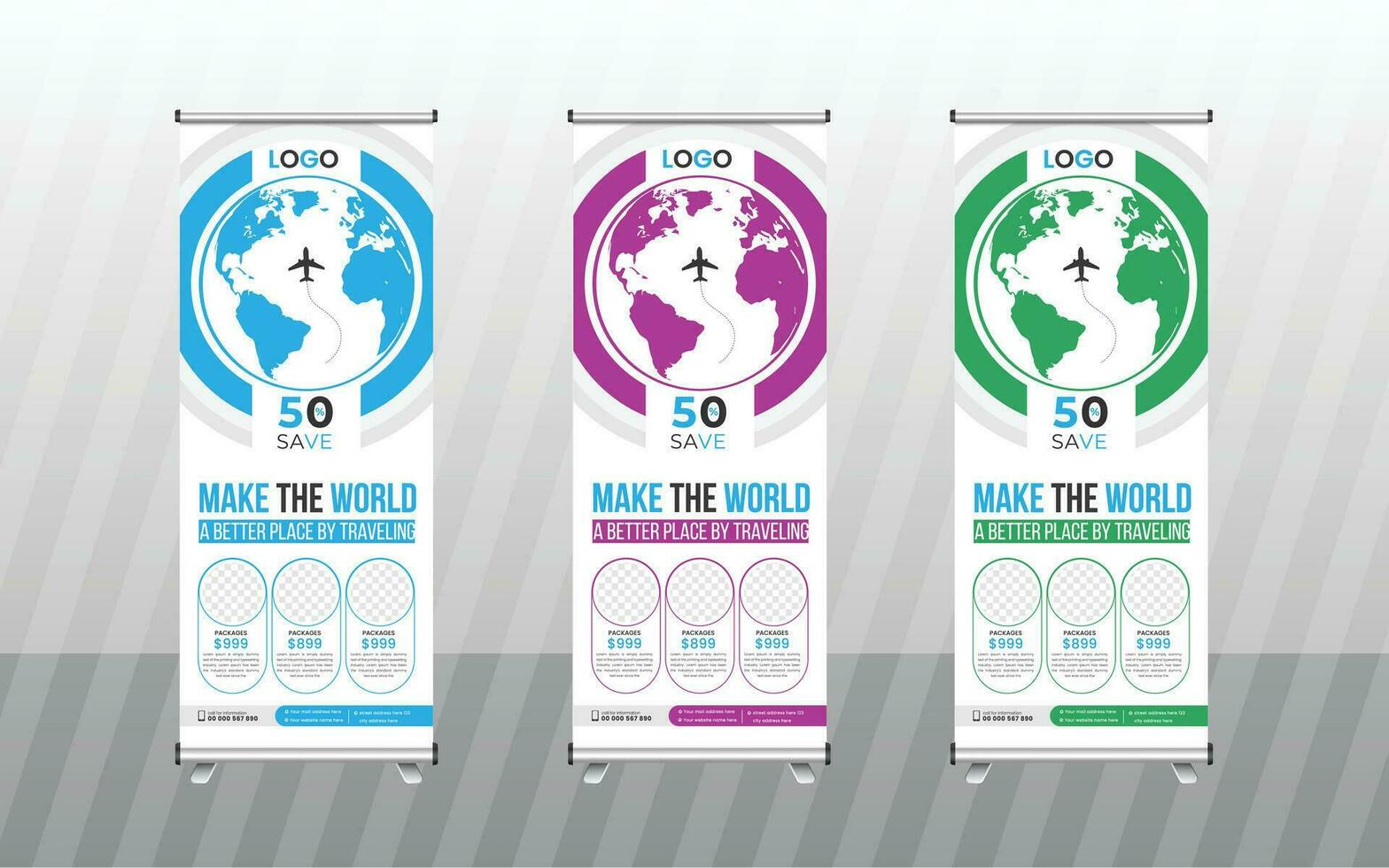 travel roll up banner design. vector