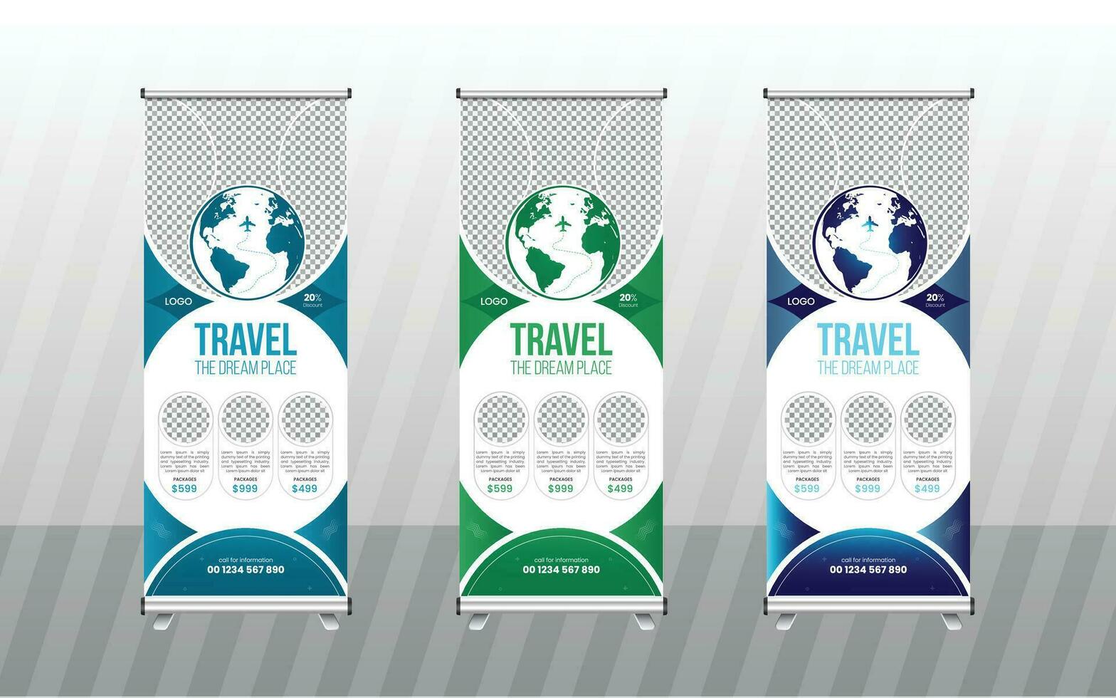 travel roll up banner design. vector