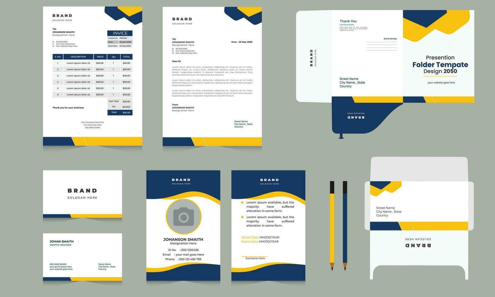 Stationary design with creative simple shapes. Pro Vector