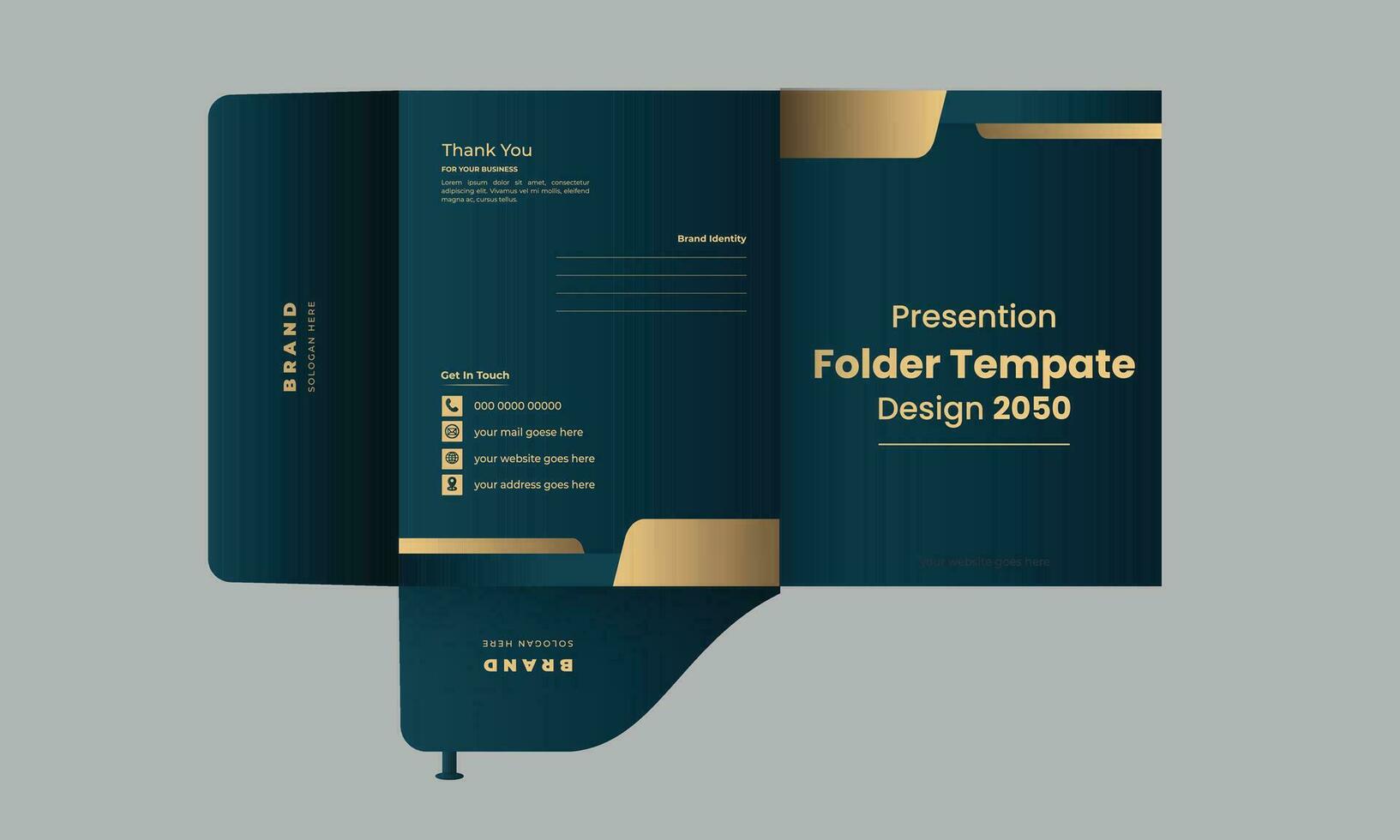 Business folder for files, design. Modern geometric style. Free Vector