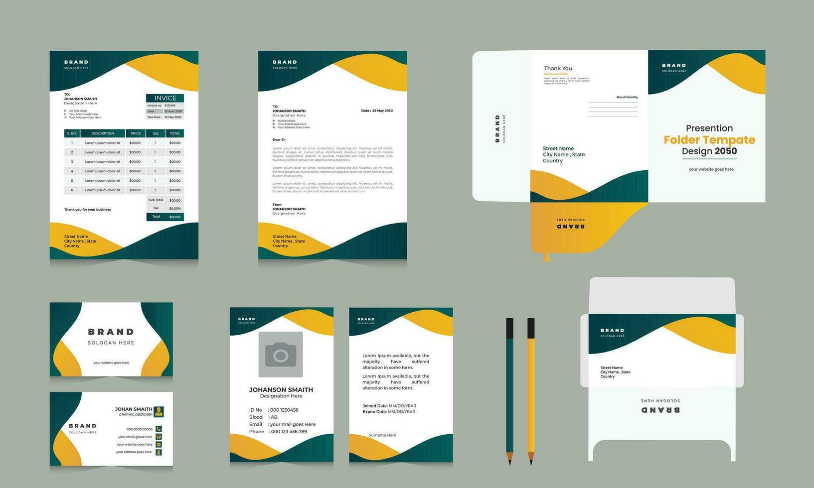 Corporate Stationary Designs Free Vector