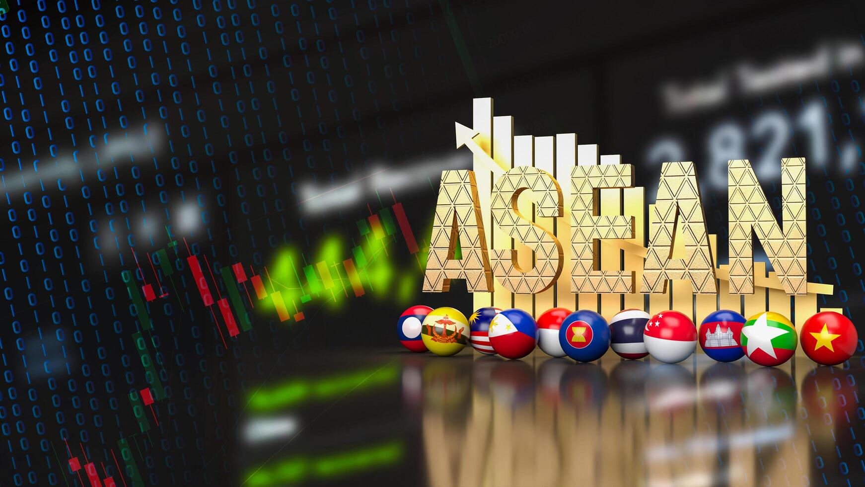 The ASEAN or Association of Southeast Asian Nations for Business concept 3d rendering. photo