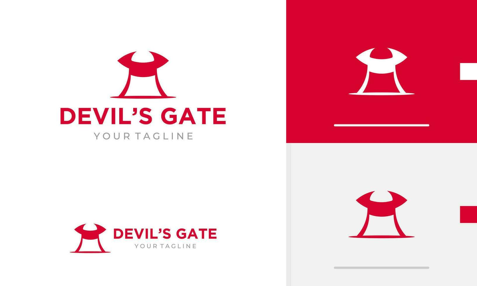Logo design icon symbol abstract geometric red devil fire flame burn spirit entrance gate shape vector