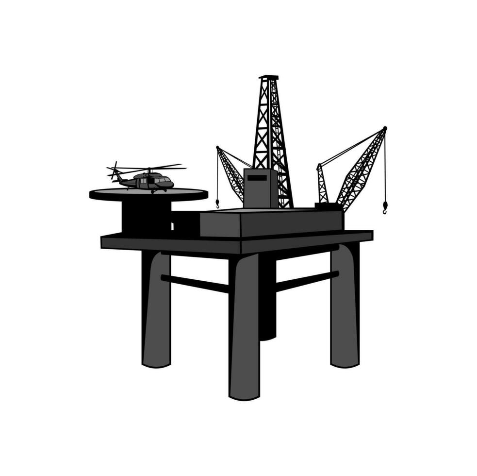 ilustración de diseño de plataforma de perforación de plataforma petrolera vector