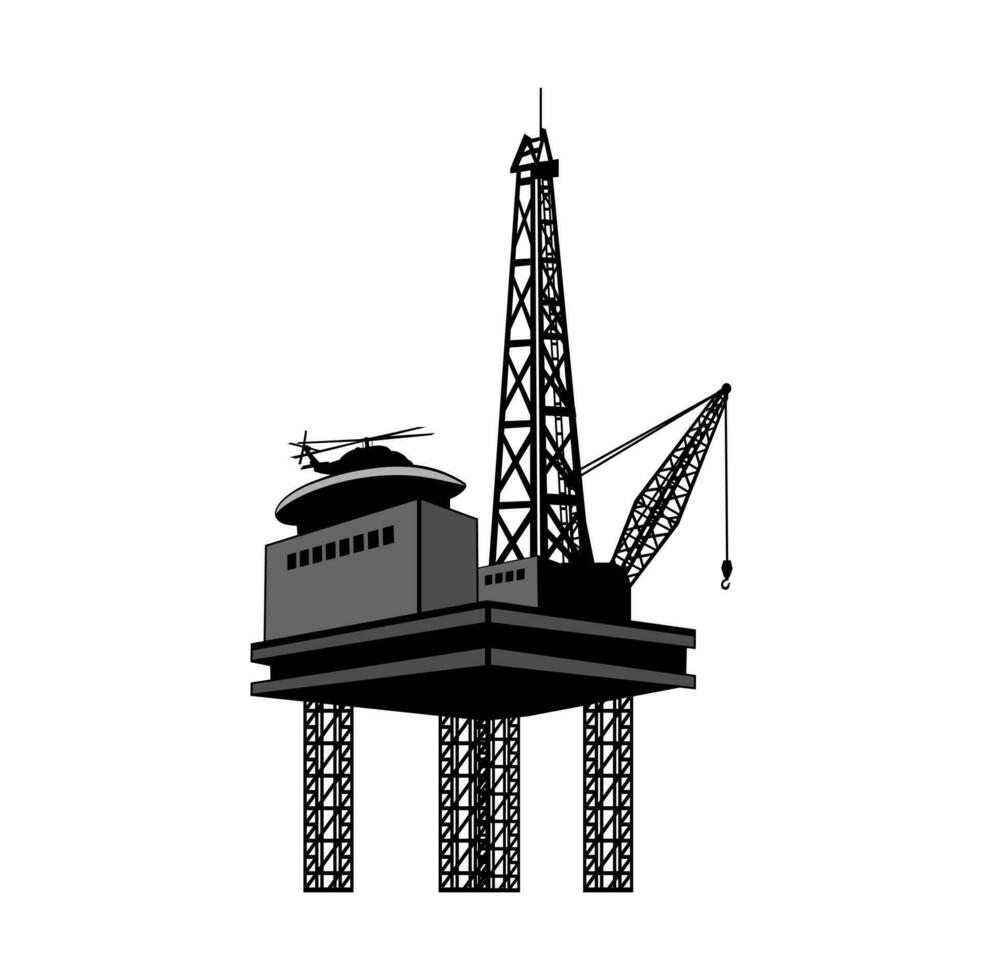 ilustración de diseño de plataforma de perforación de plataforma petrolera vector