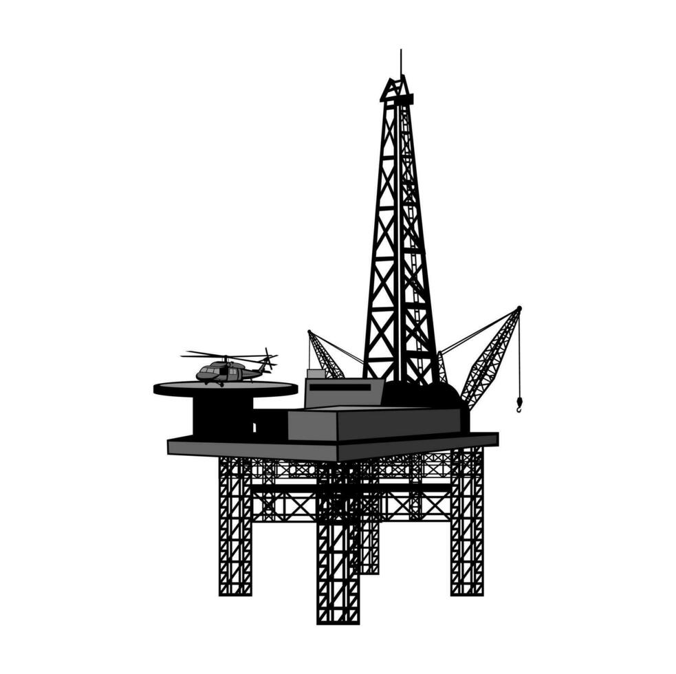 Oil Rig Drilling Platform Design Illustration vector