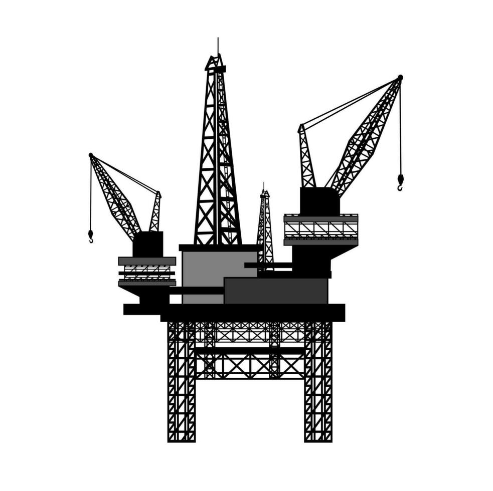 Oil Rig Drilling Platform Design Illustration vector