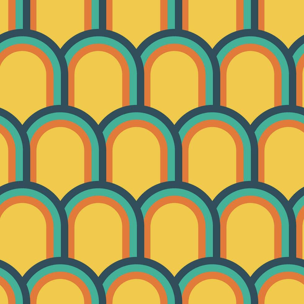 Abstract retro geometric seamless pattern with ovals. Vector illustration.