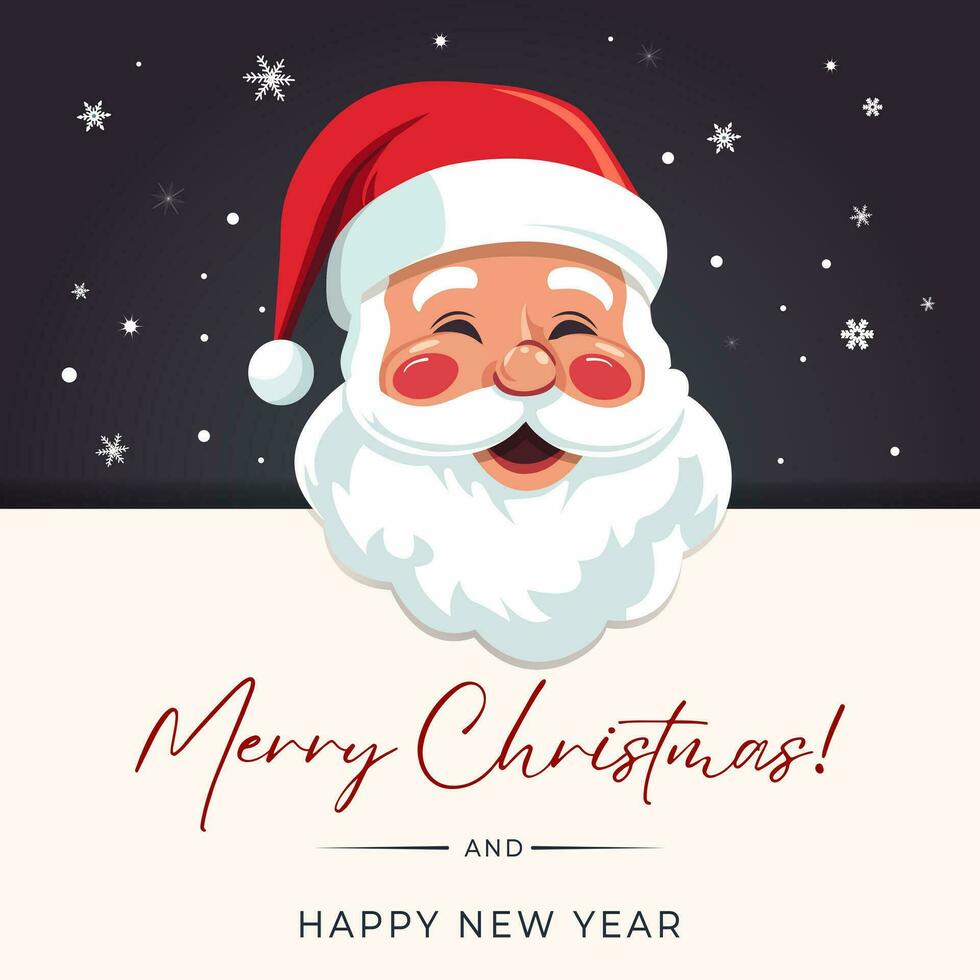 Christmas frame, poster with Santa Claus. New year Merry Christmas design. Winter card with Santa. vector